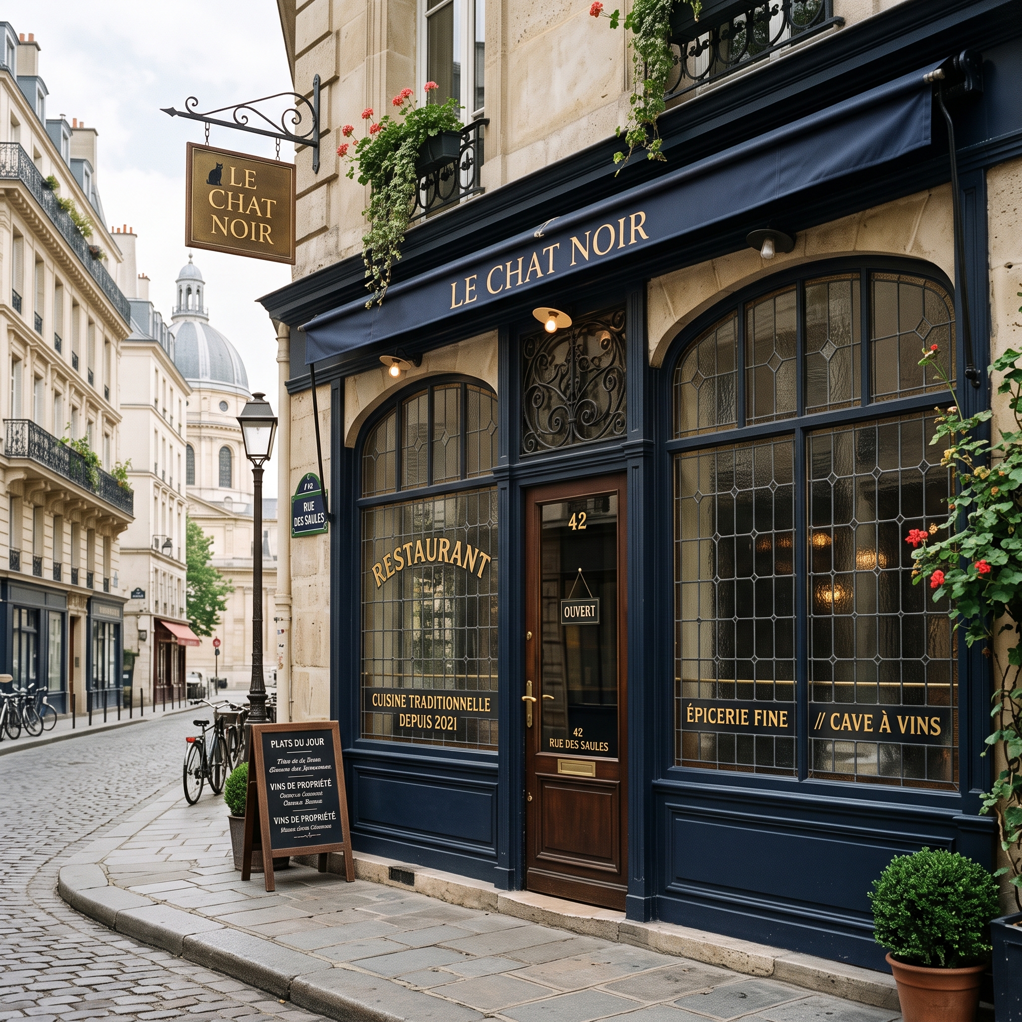Signalétique et enseigne d'un restaurant.